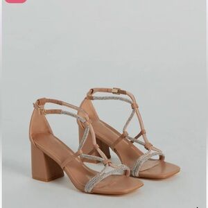 Dazzling Diva Rhinestone Strappy Block Heels